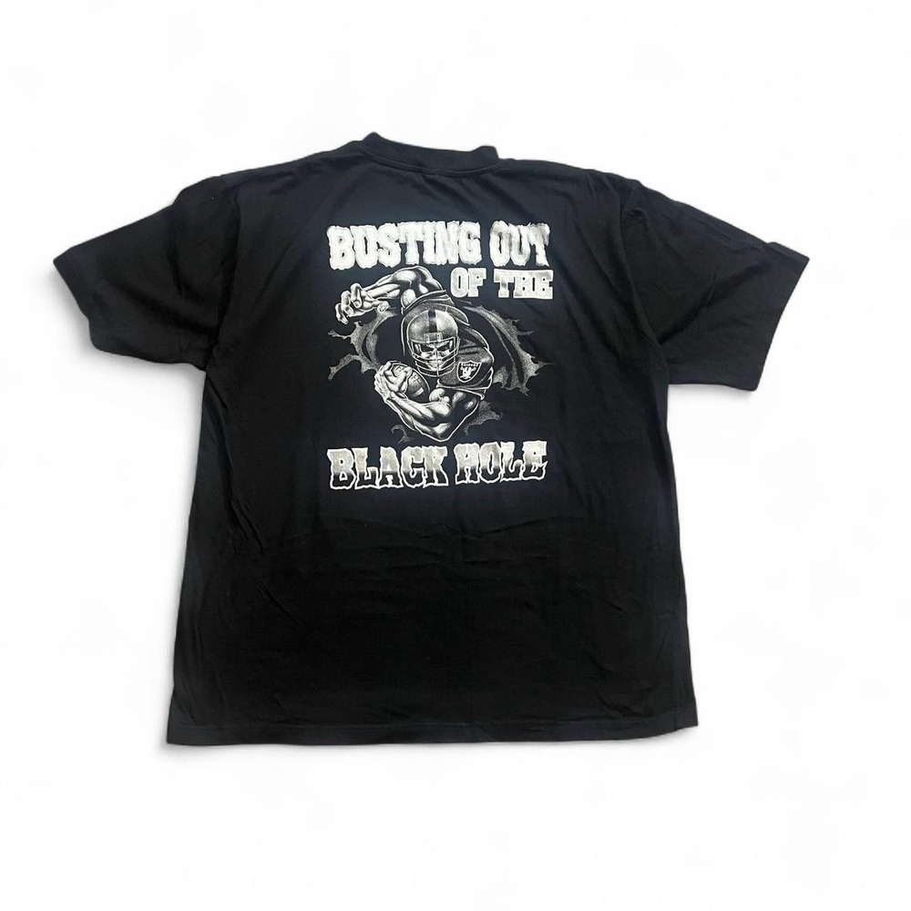 Vintage Busting Out The Black Hole Oakland Raiders T-Shirt Size 2XL Y2K NFL